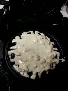 chicken-waffle-batter-in-iron