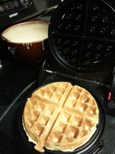 cooked-chicken-in-waffle-in-iron